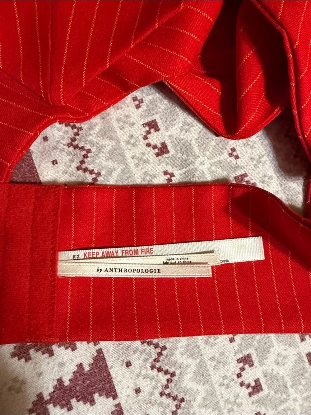 Anthropologie Red Pinstripe Halter Bandeau Top